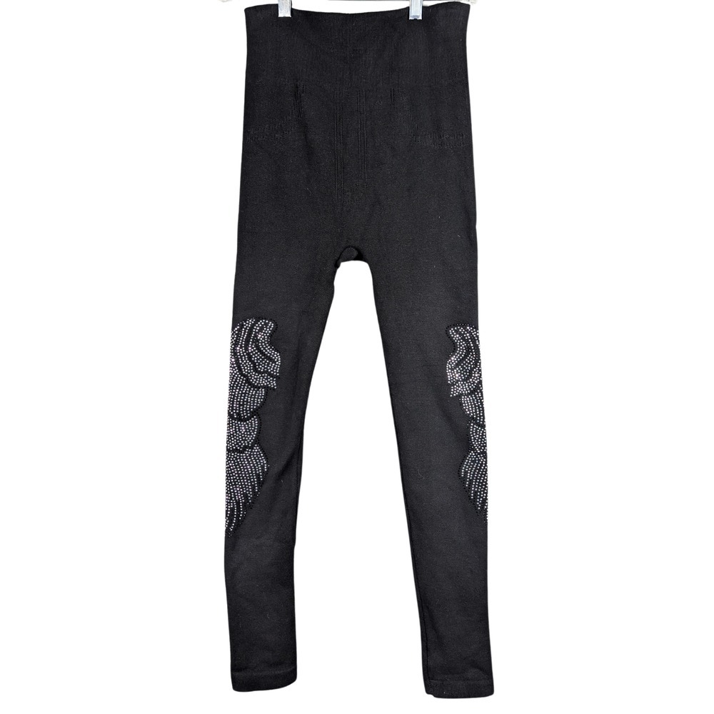 Women's Leggings Embellished Beaded Sparkly High‎ Waist Stretch Black One Size